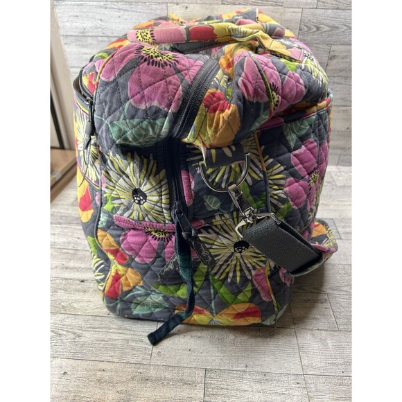 Vera Bradley Large Duffle Bag Weekender Overnight Jazzy blooms Floral Gray Pink - Picture 5 of 11